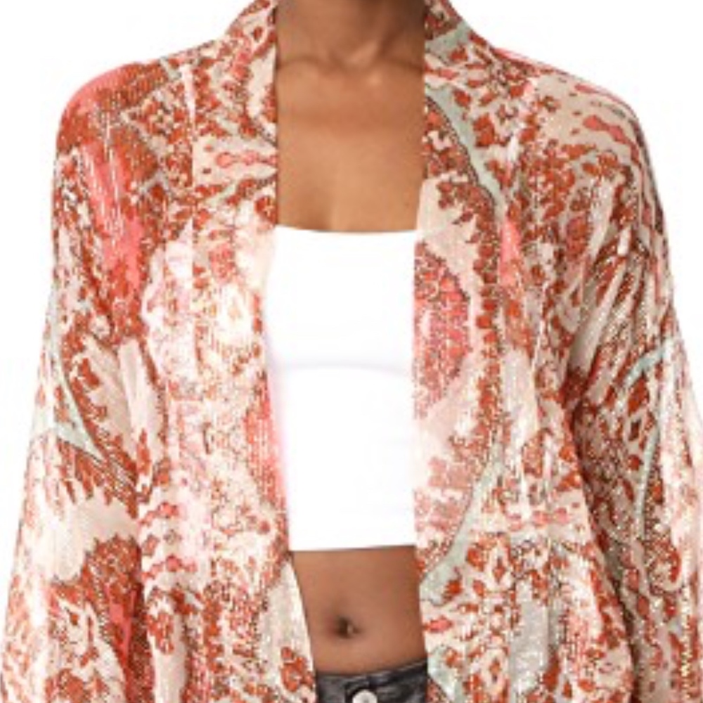 Free People Fleur De Lis Printed Kimono XS - Picture 4 of 8